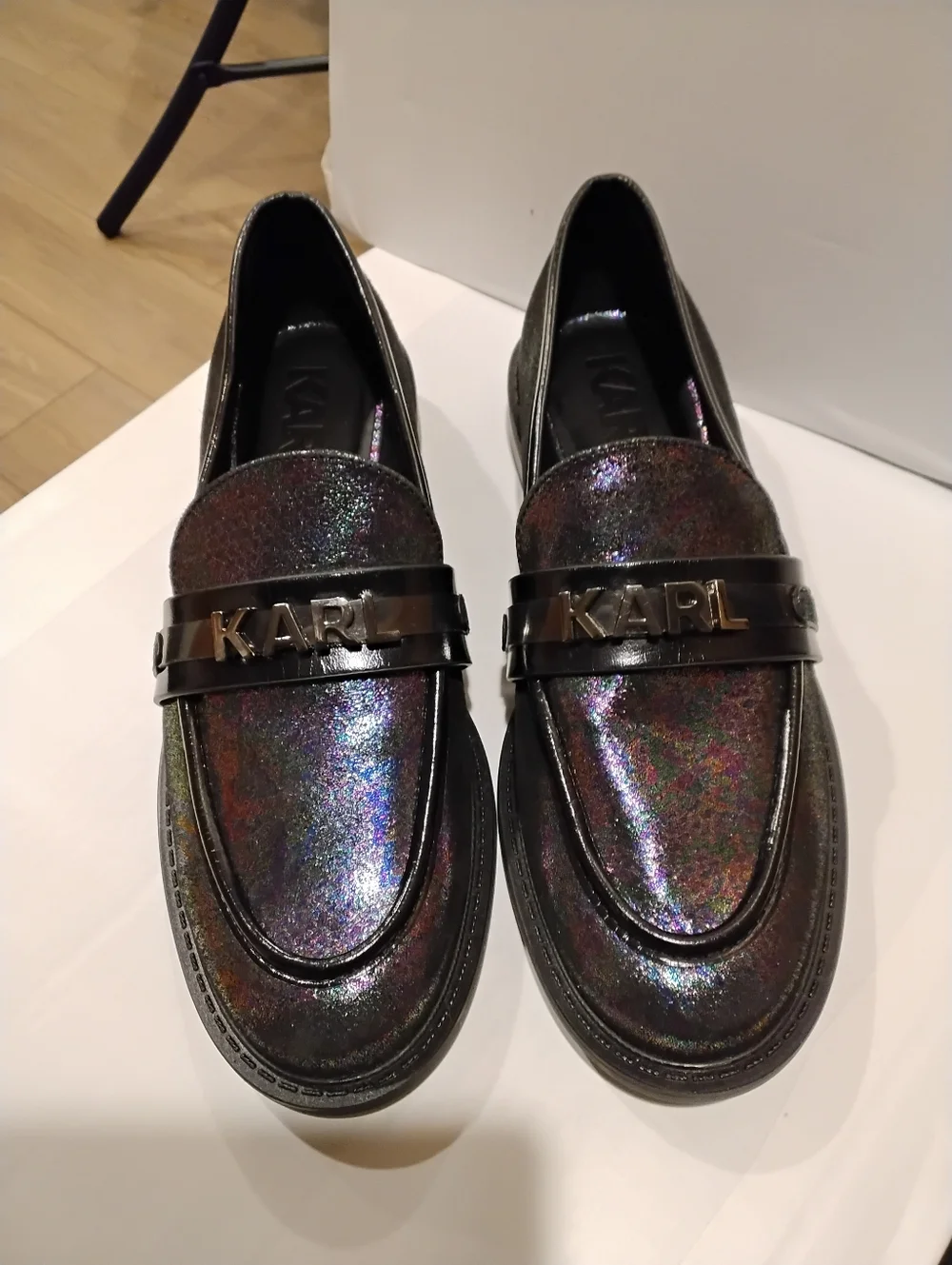 NWOT Karl Lagerfeld Iridescent Multi-Color Penny Loafers 6.5 Firm Price